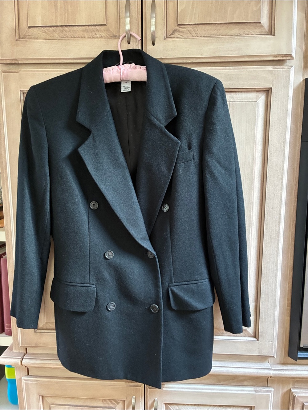 Vintage Classic Black Double-Breasted women’s wool sz 8 Blazer